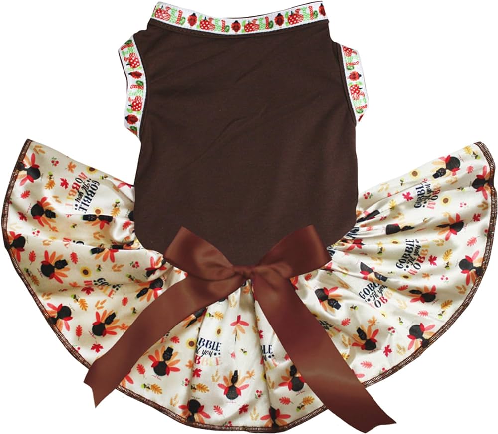 Amazon.com : Petitebella Plain Thanksgiving Theme Dog Dress (Brown ...