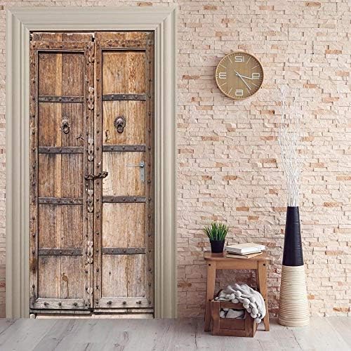 XXXCH 3D Wooden Door Sticker 80 x 200 cm Photo Wallpaper Door ...