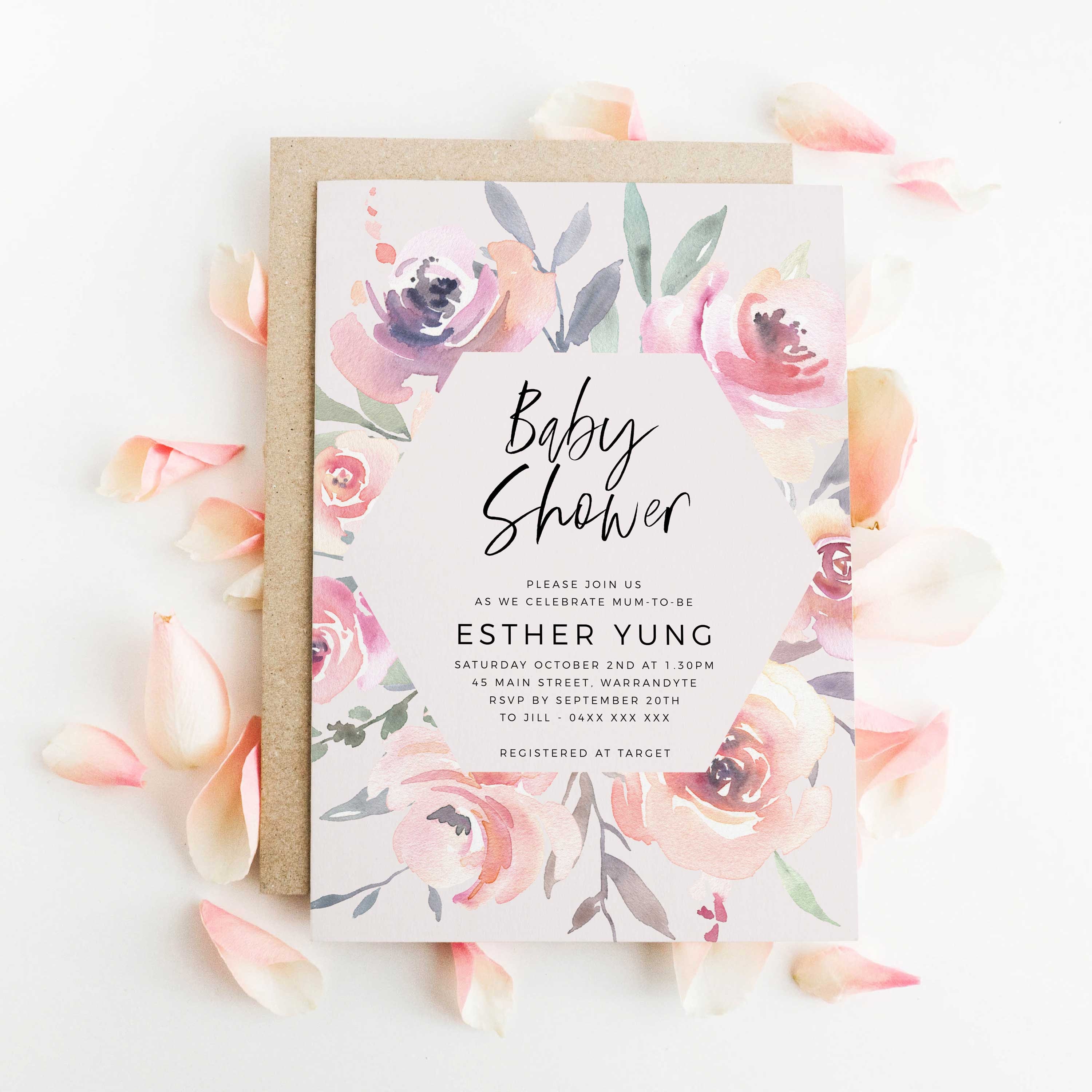 Blush Floral Baby Shower Invitation INSTANT DOWNLOAD Template - Etsy