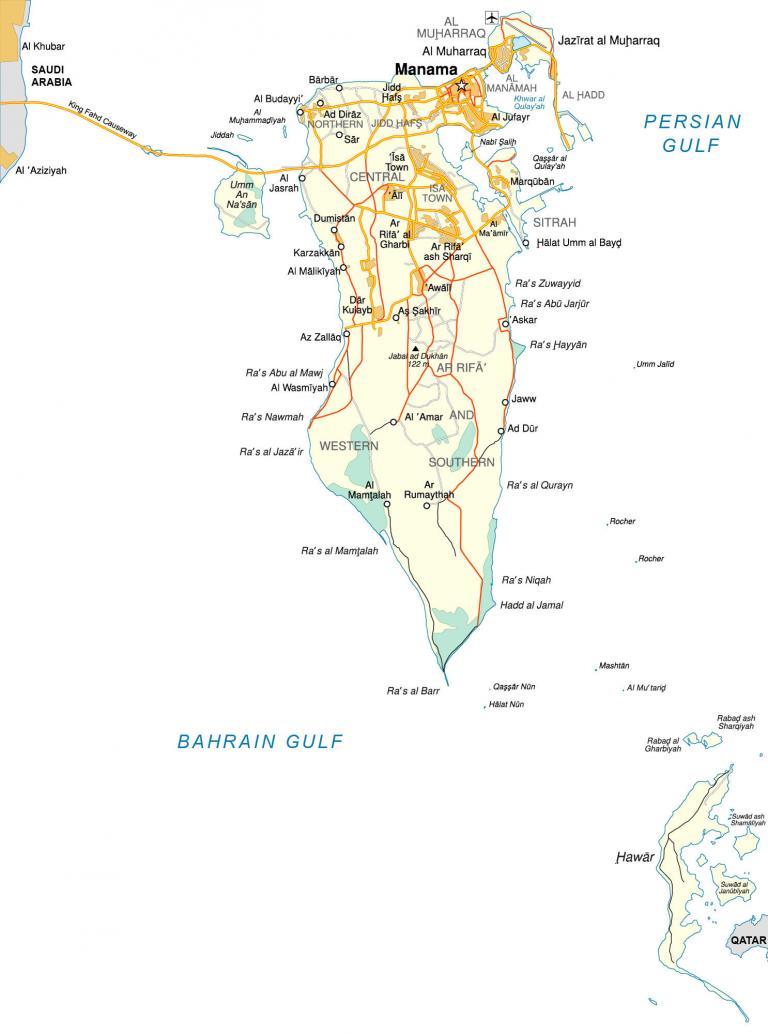 Map of Bahrain - Cities and Roads - GIS Geography