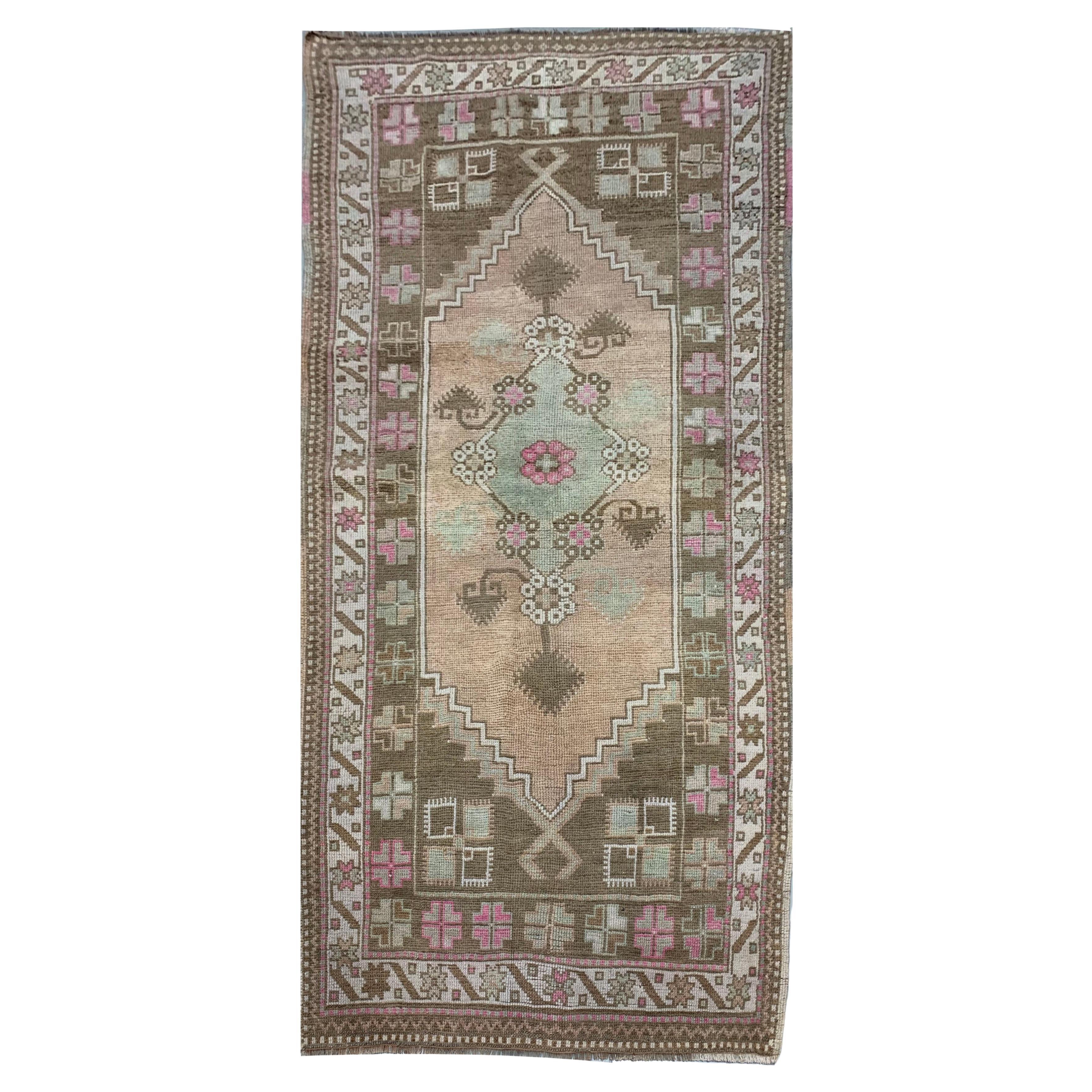 Vintage Turkish Oushak Area Rug 3'4 X 5'1 For Sale at 1stDibs