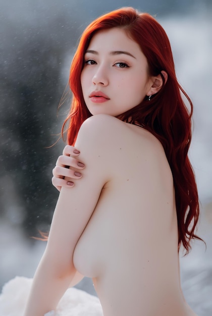 Premium Photo | A woman with red hair and a ring on her finger