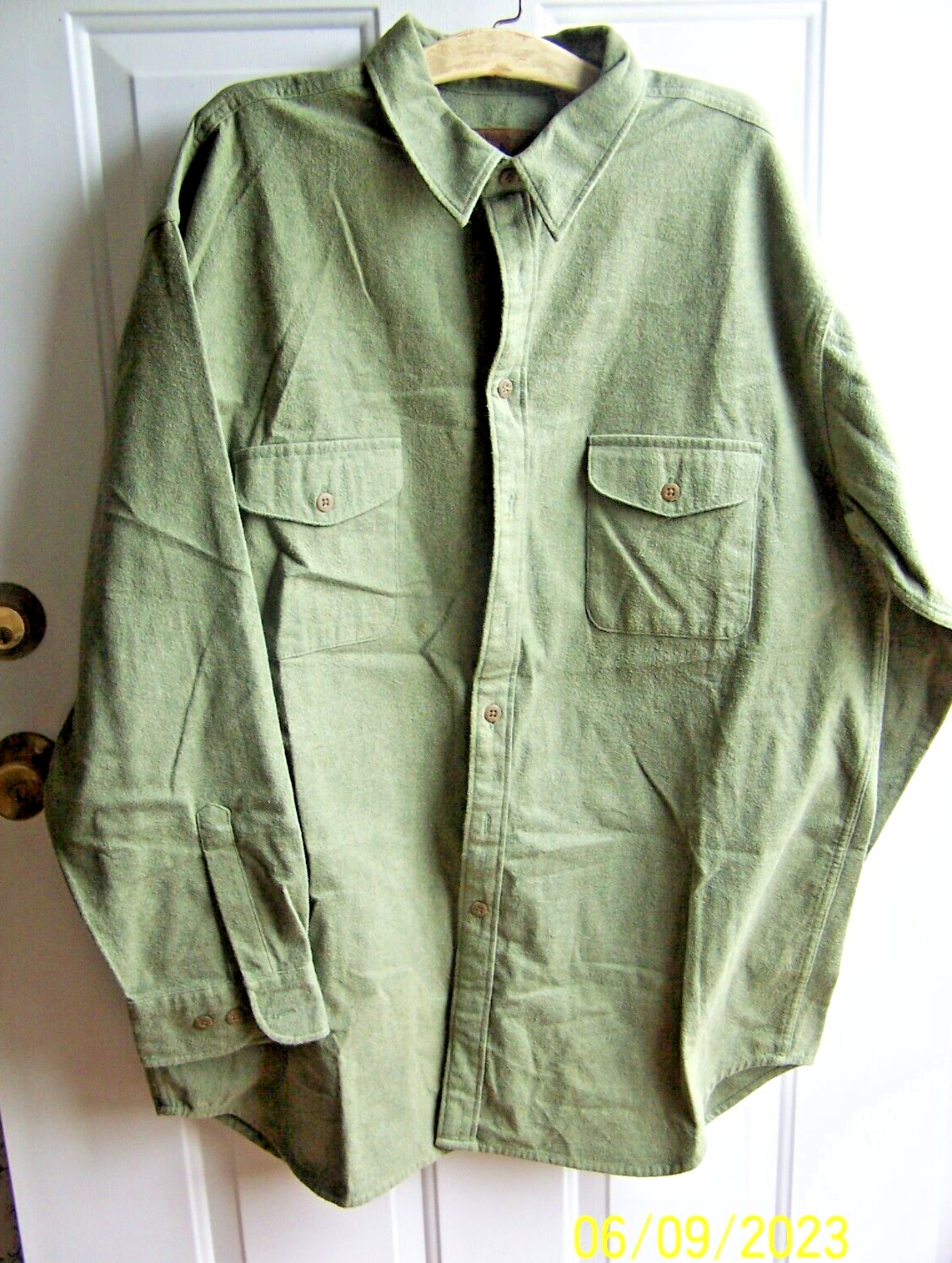 Men's Size XXLXT/XXGX Flannel Shirt Solid Green Chamois St ...