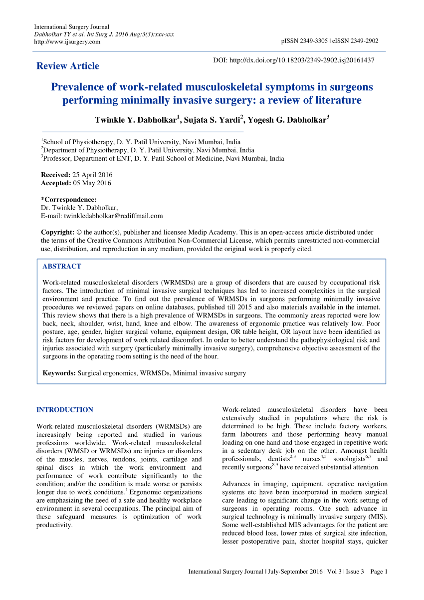 PDF) Prevalence of work-related musculoskeletal symptoms in ...