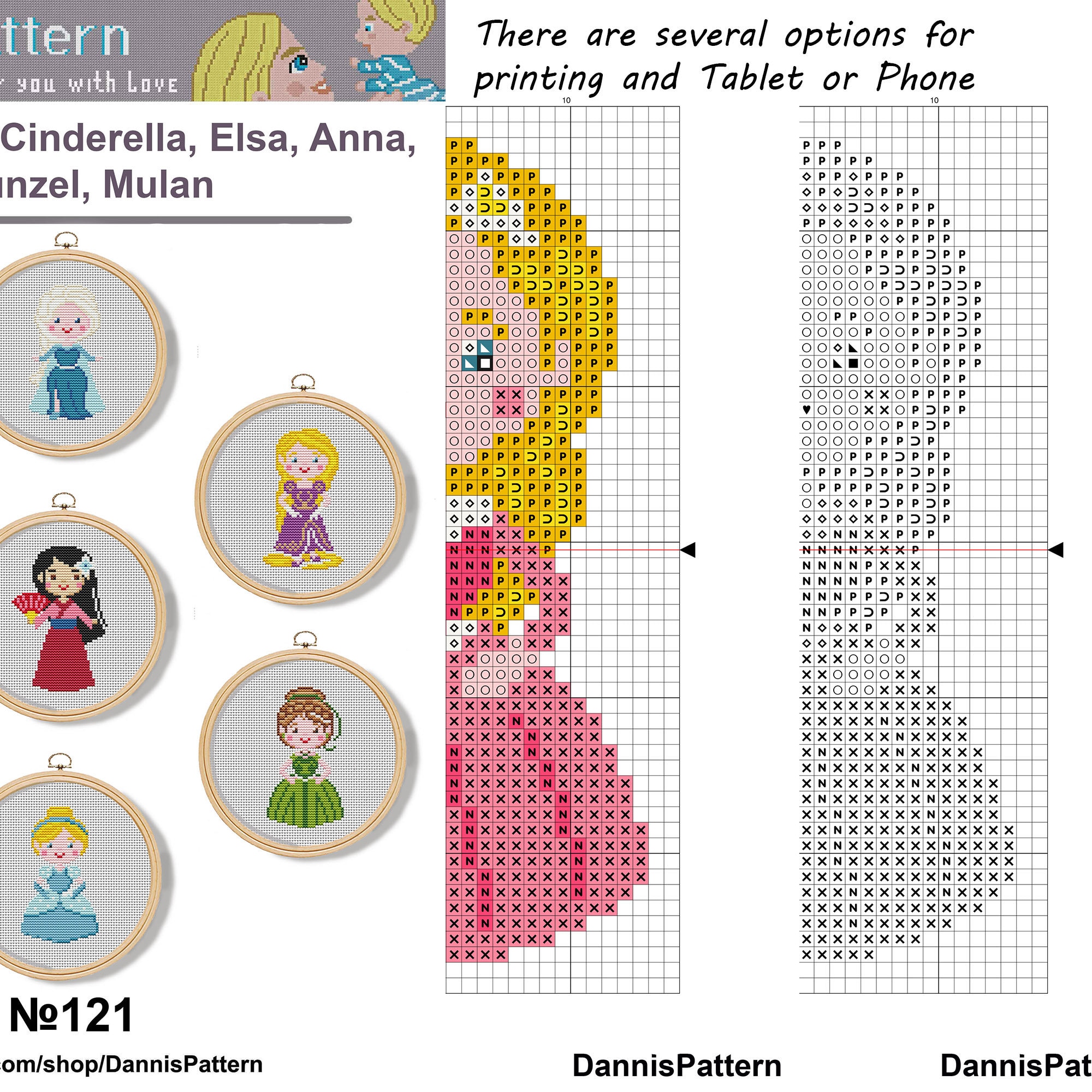 Set of 14 Princesses Cross Stitch Pattern Pdf 121 and 122 - Etsy ...