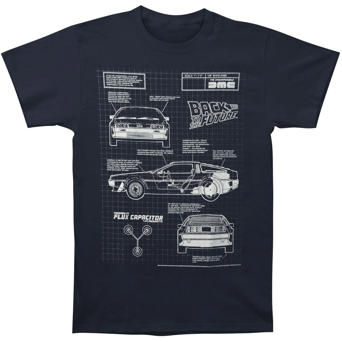 Men's Back To The Future Blueprint T-shirt XXXXX-Large Navy ...