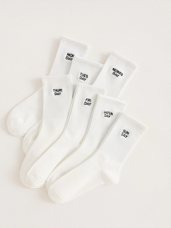 Unisex 'days of the Week' Cotton Crew Socks Novelty - Etsy