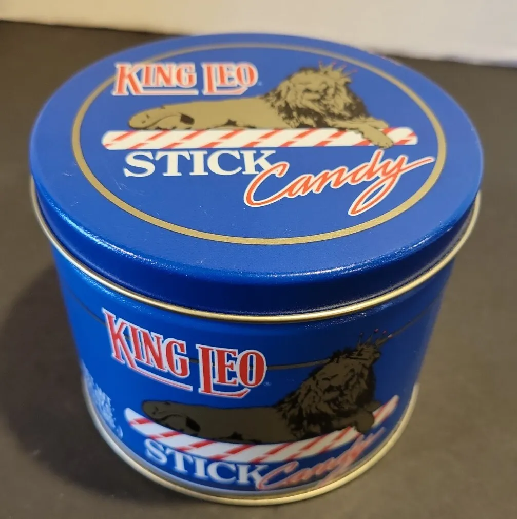 Vintage Tin King Leo Peppermint Stick Candy Empty Tin 24oz 1.5 lbs ...