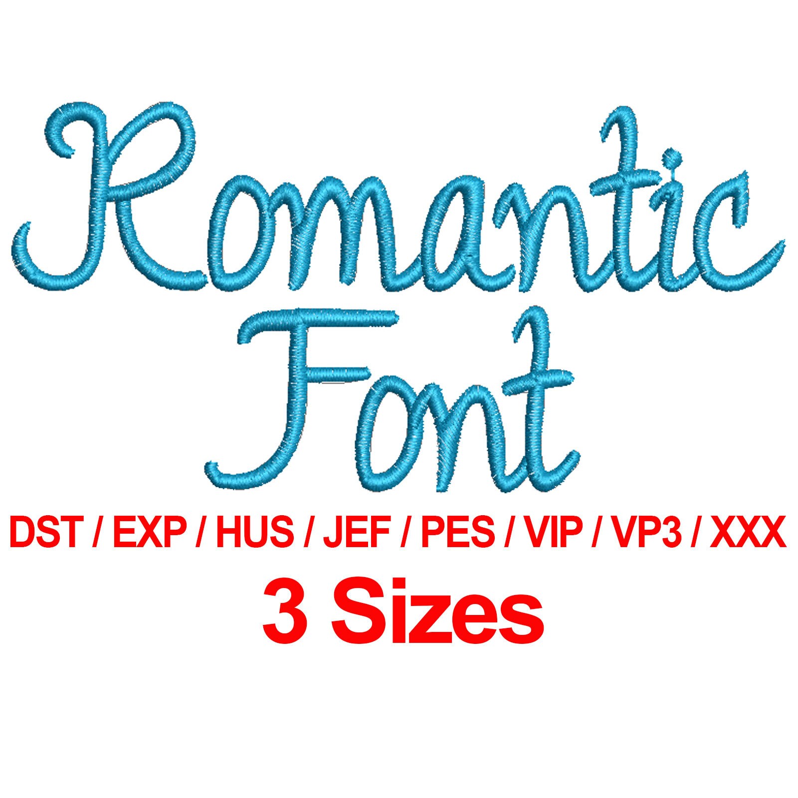 Romantic Font 3 Sizes Machine Embroidery Design Fonts - Etsy