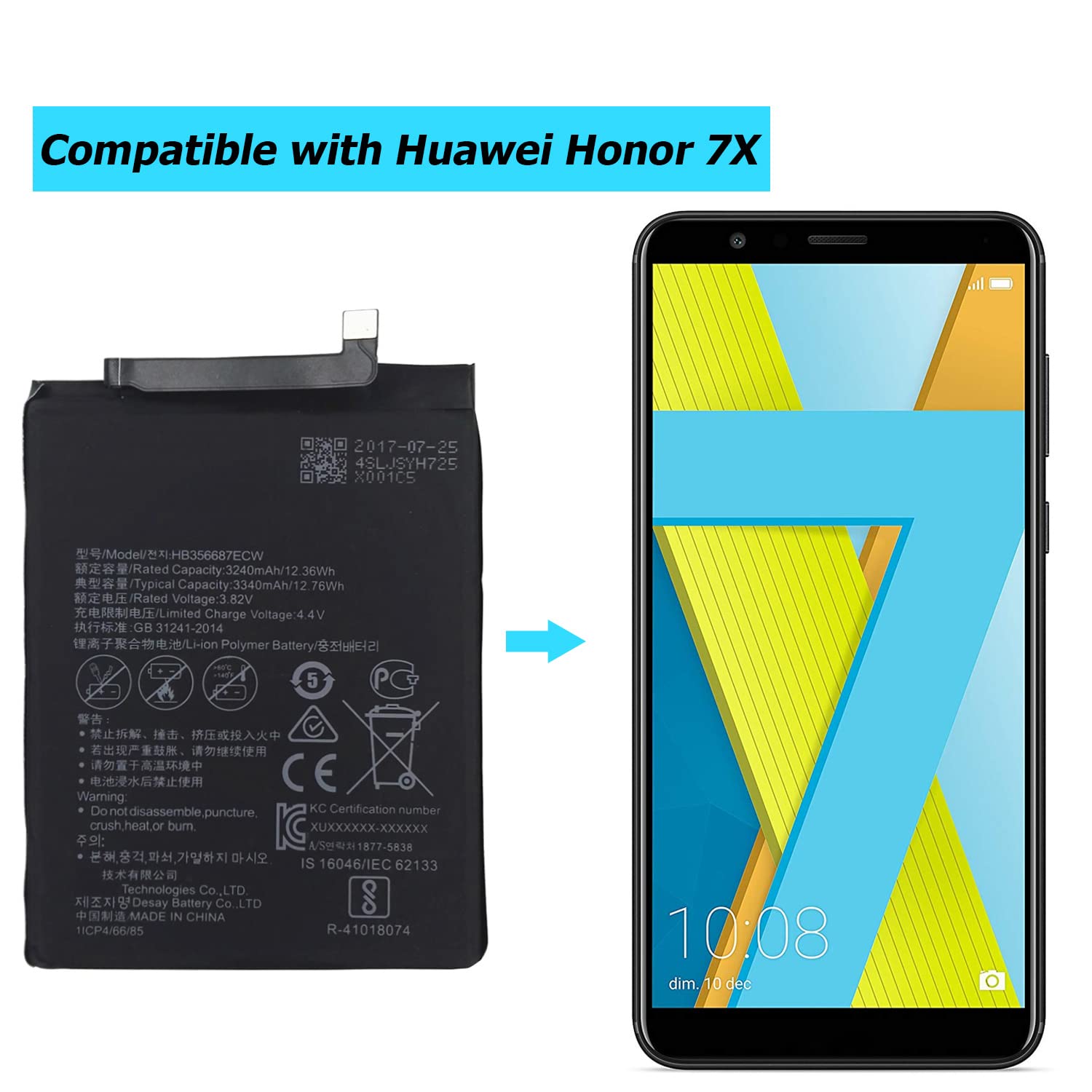 Vvsialeek HB356687ECW Replacement Battery Compatible with Huawei ...