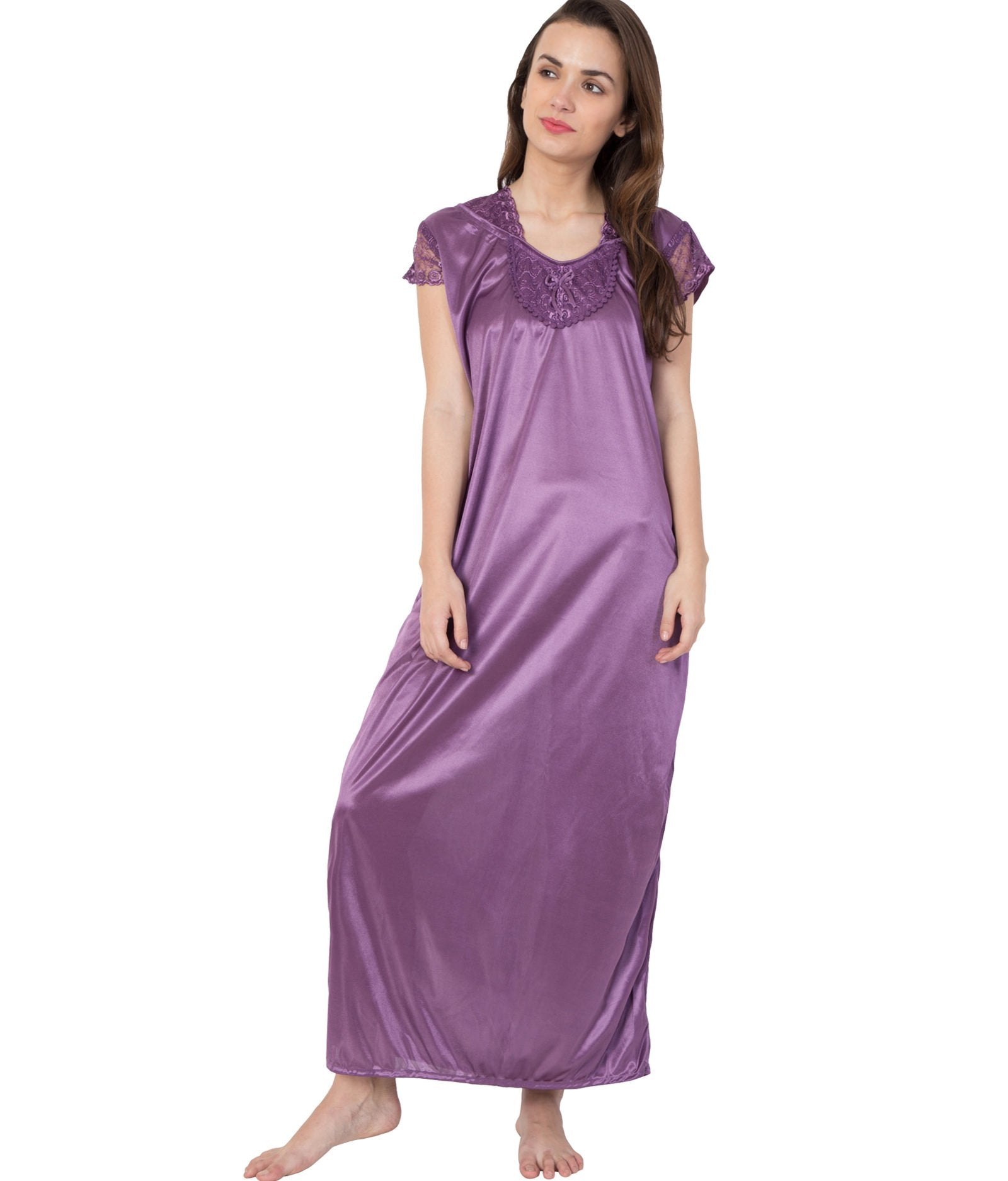 American-elm Women's Purple Satin Nighty