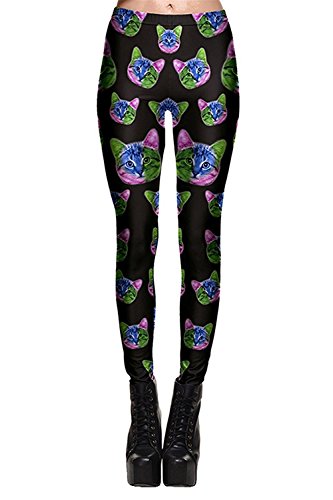 Buy Davikey comfortable Women's Waist Cat Printed Leggings Chic ...