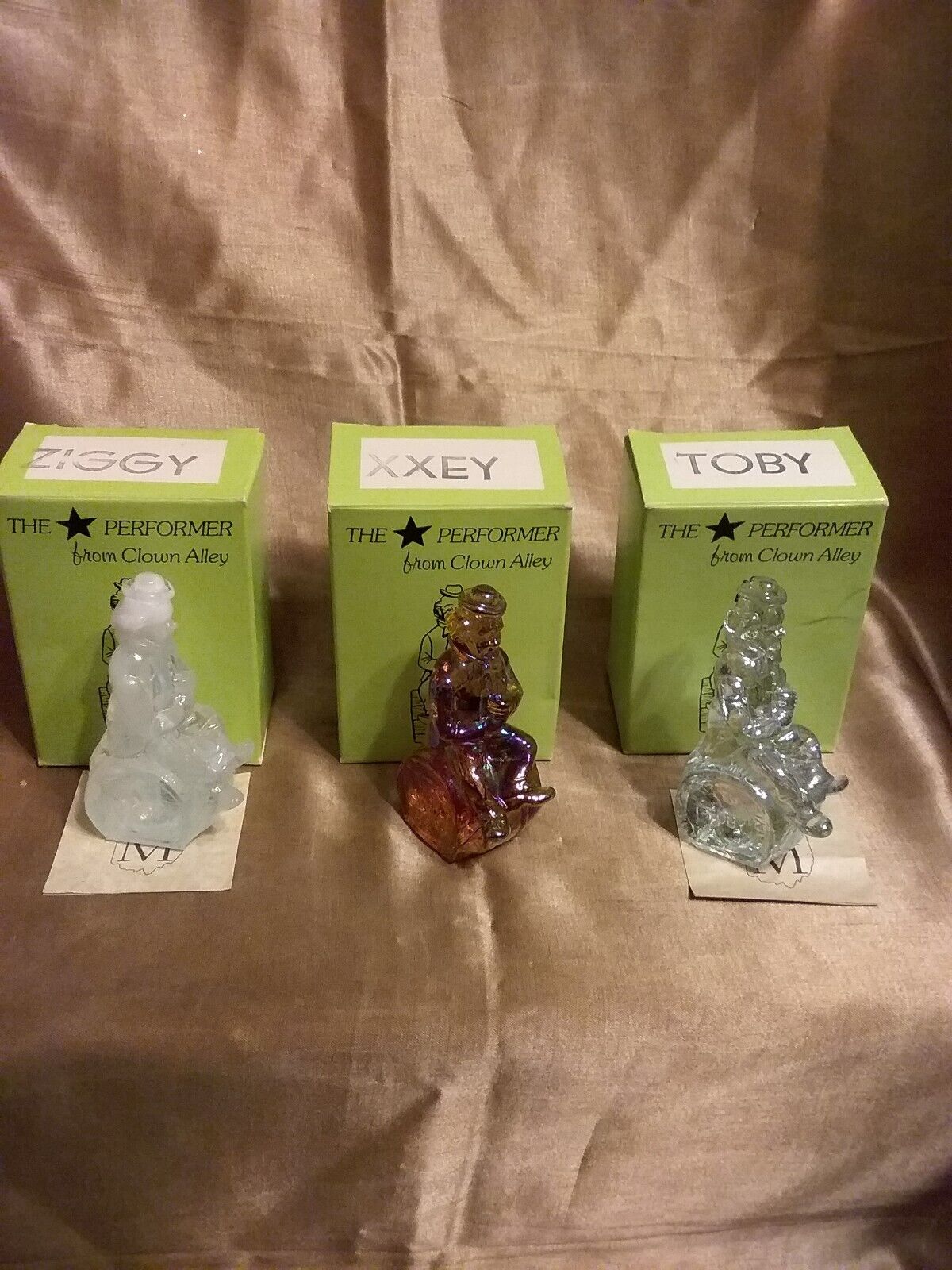 VINTAGE LOT 3 MOSSER GLASS THE PERFORMER CLOWN FIGURINES ZIGGY ...