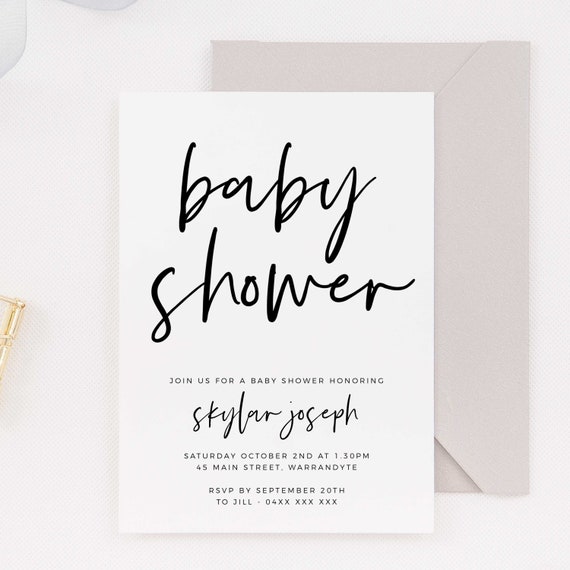 Modern Baby Shower Invitation INSTANT DOWNLOAD Template - Etsy