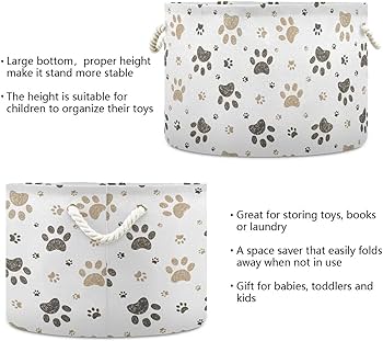 Amazon.com: Cartoon Cute Paws Print Toy Storage Bins Art Foldable ...