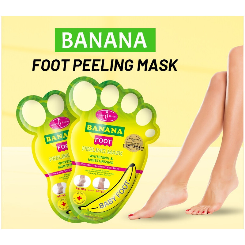 Exfoliating foot mask with banana extract