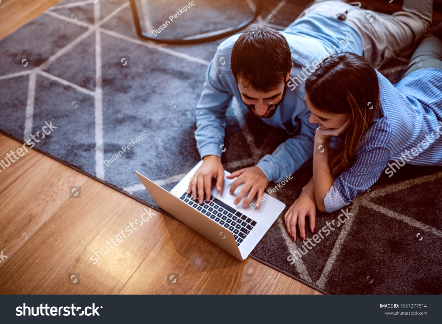 Top View Charming Caucasian Couple Love Stock Photo 1557277814 ...