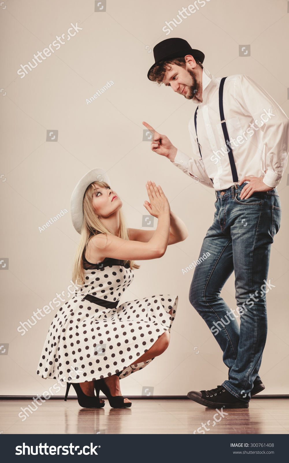 Girlfriend Trying Convince Boyfriend Woman On Stock Photo ...