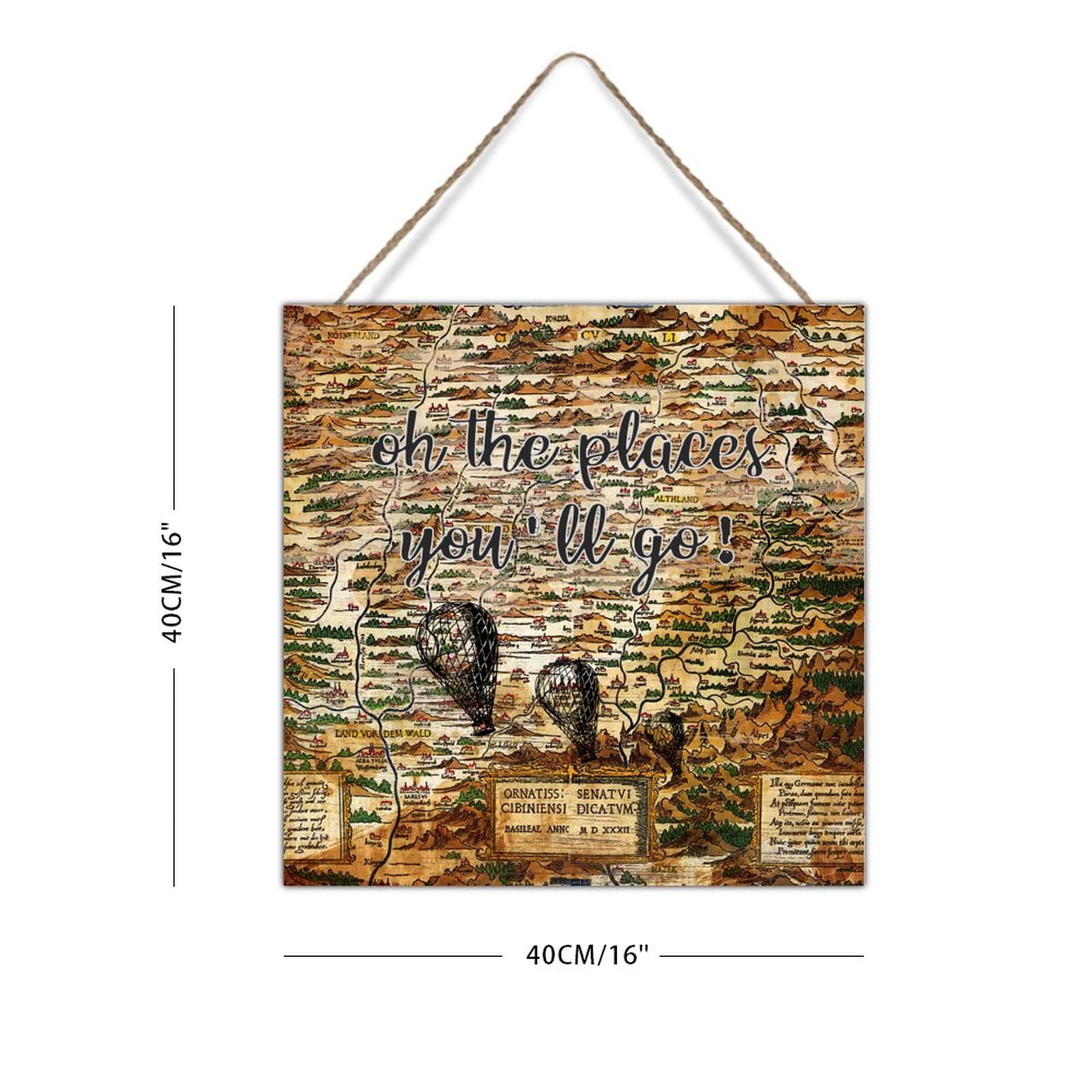 Amazon.com: Swavecat Vintage Map Wood Sign Oh The Places You'll Go ...