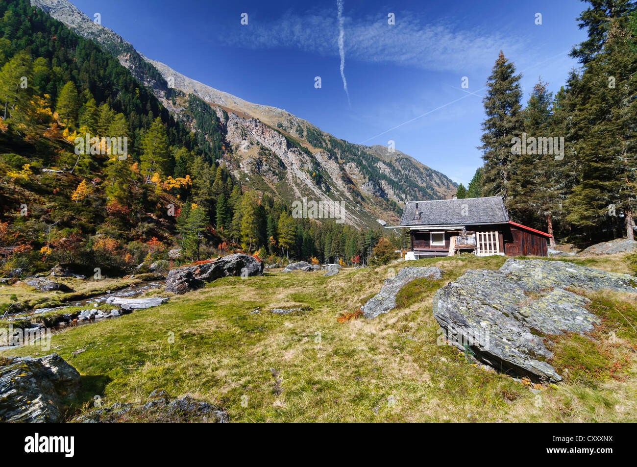 Schwarzbrunn Alm, hunting lodge, Voldertal Valley, Tyrol, Austria ...