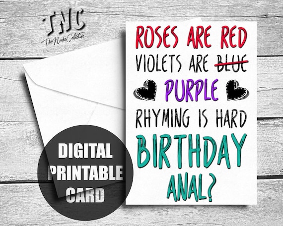 Dirty Birthday Card Printable Anal Card Naughty Birthday - Etsy ...