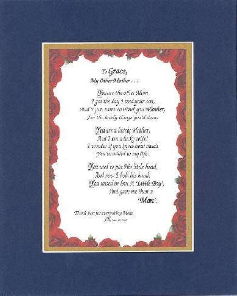 Amazon.com: Personalized Poem for Mother-in-Law from Daughter ...