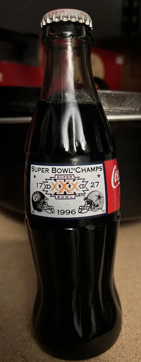 Super Bowl XXX Coke Bottle Dallas Cowboys Pittsburgh Steelers ...