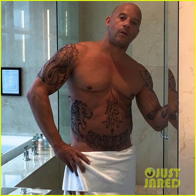 Vin Diesel Celebrates Valentine's Day with a Shirtless Towel Photo ...