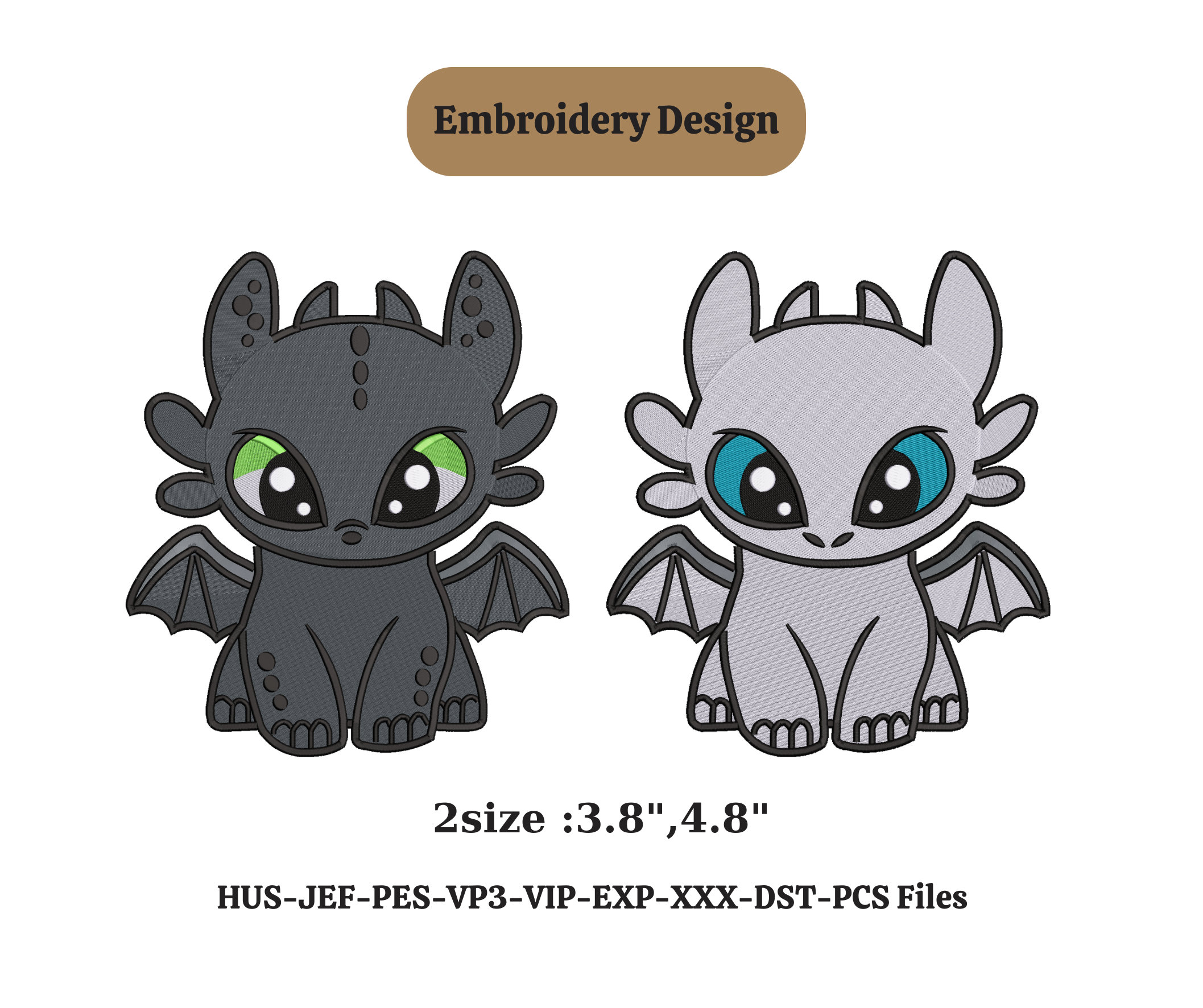 Toothless Dragon Couple Embroidery Designembroidery - Etsy