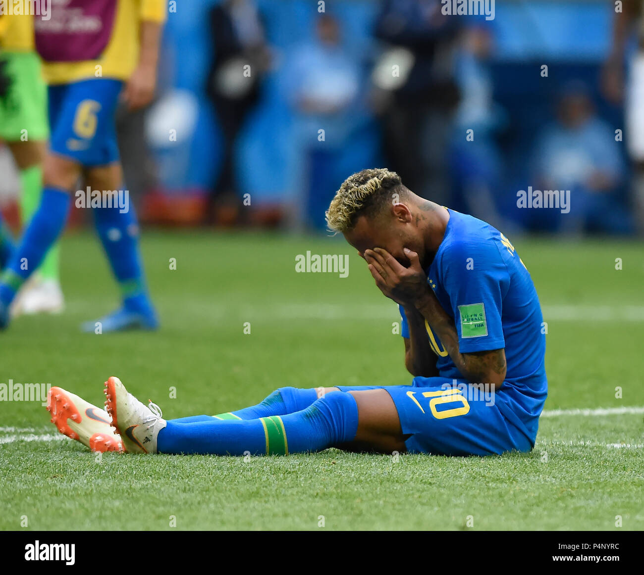 SAINT PETERSBURG, RUSSIA - June 22, 2018: XXXX of Brazil kicks the ...