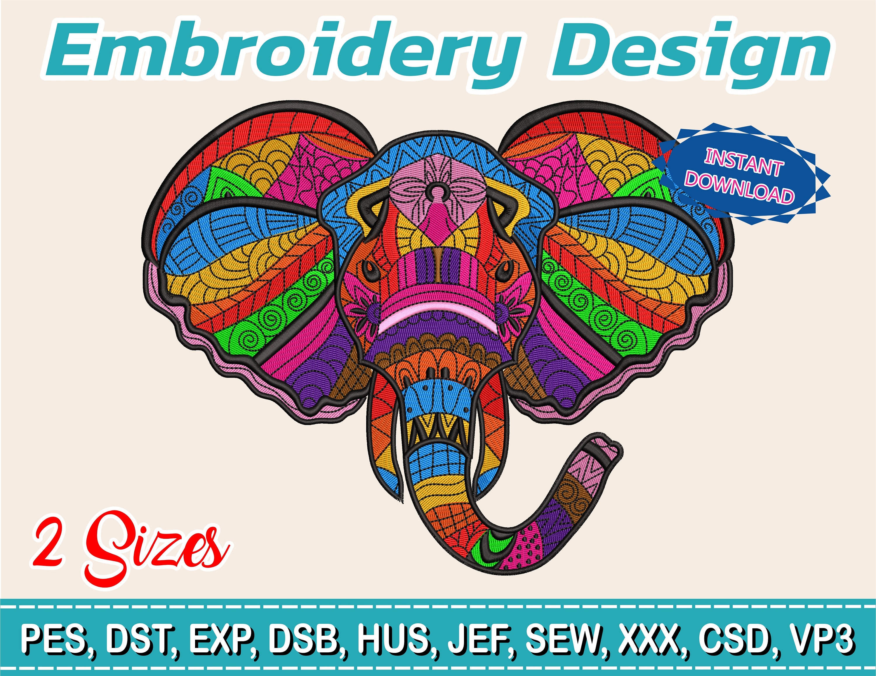 Embroidery Design / Elephant / Mandala / Hindu / Great Design - Etsy