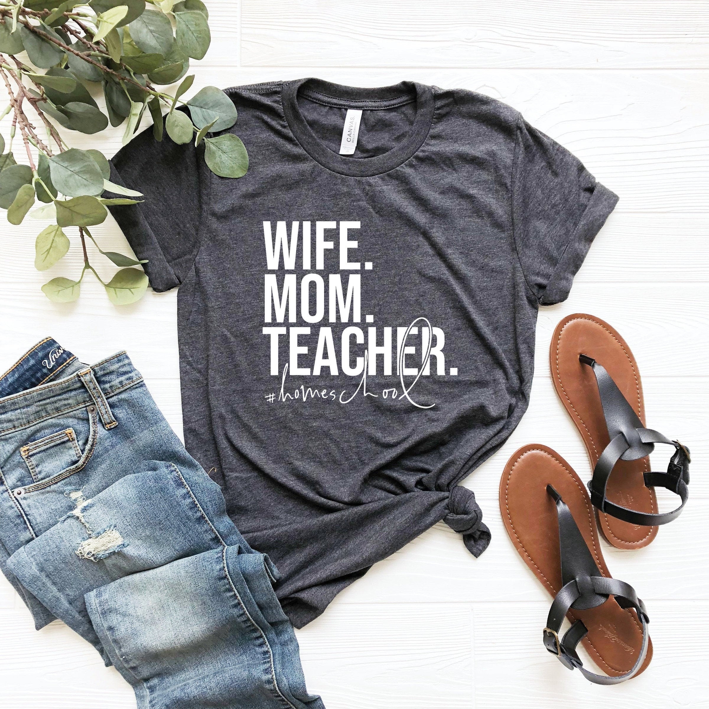 Wife Mom Teacher Tee Homeschool Shirt Back to School Shirt - Etsy ...