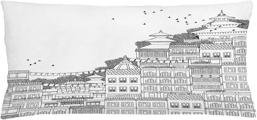 Amazon.com: Ambesonne Nepal Throw Pillow Cushion Cover, Hand Drawn ...