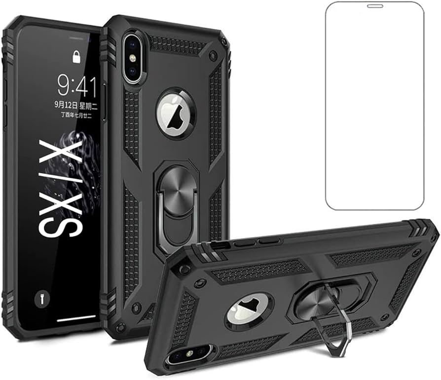 Amazon.com: Phone Case for Apple iPhone Xs x Cases with Tempered ...