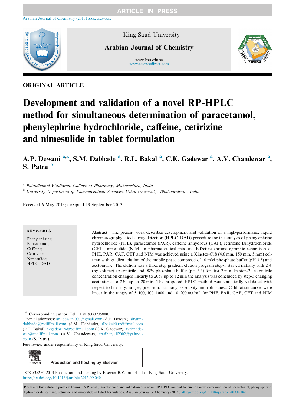 Development and validation of a novel RP-HPLC method for ...