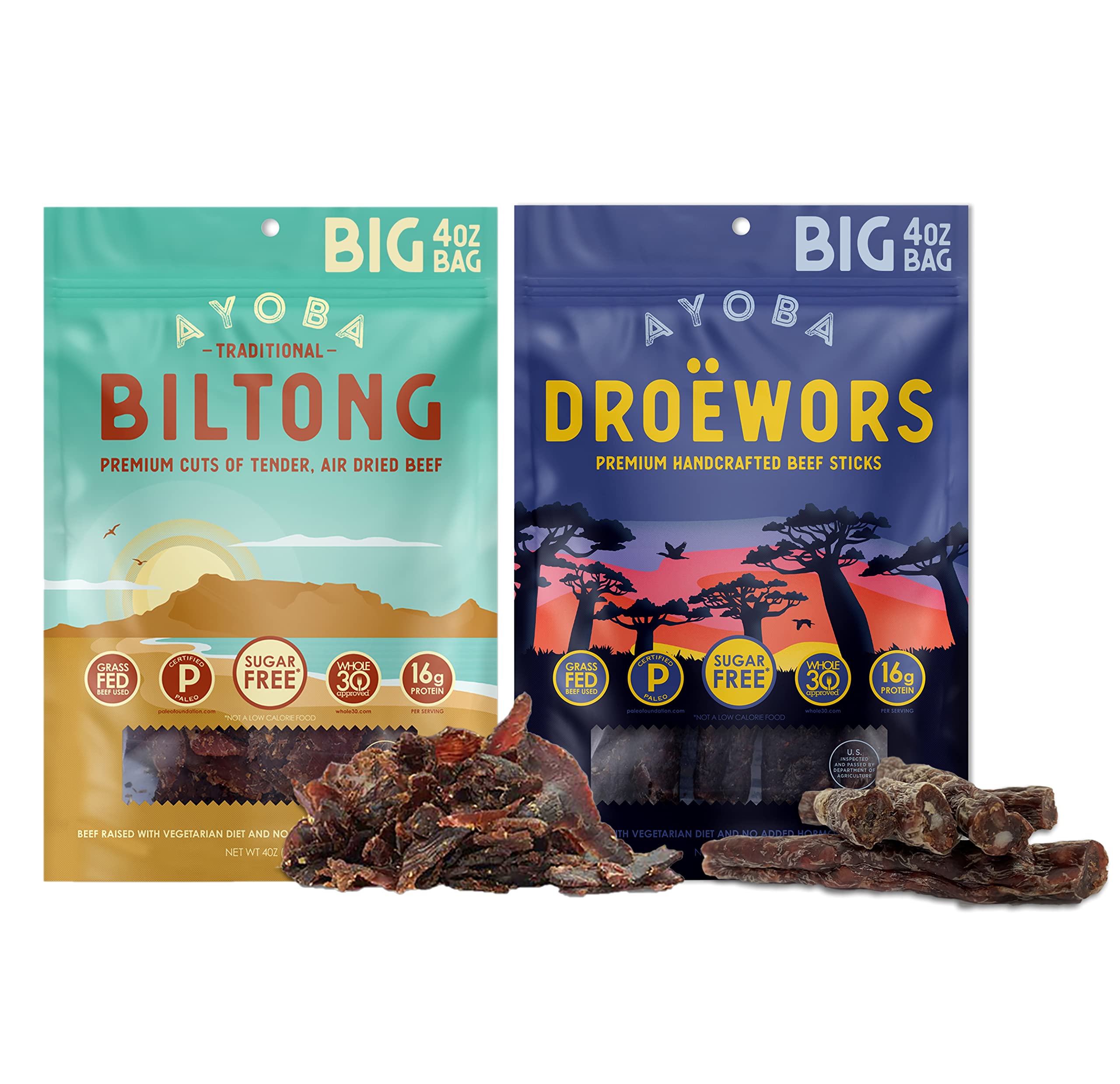 Amazon.com: Ayoba Traditional Duo Biltong and Bites - Grass Fed ...