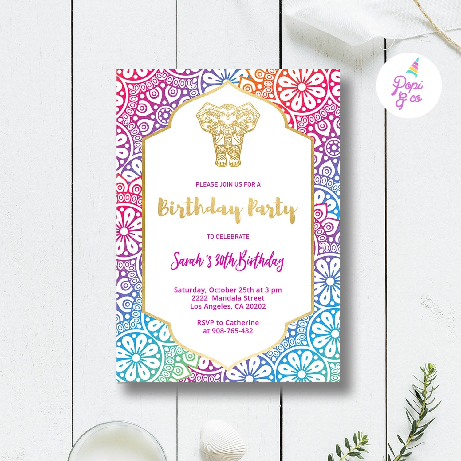 Indian Theme Party Invitation Printable Indian Elephant - Etsy