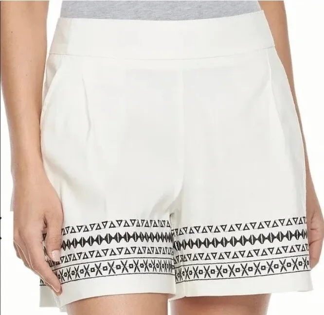 Apt 9 Women's Sz XL White Linen Summer Shorts Embroidered NWOT ...