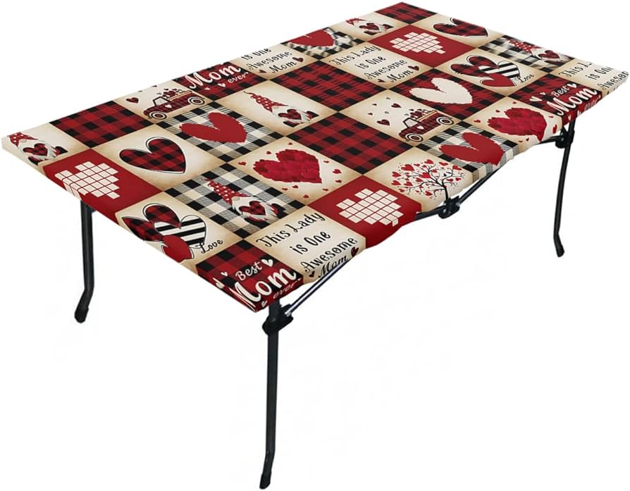 Amazon.com: Mother's Day Love Heart Fitted Table Covers for 4 Foot ...