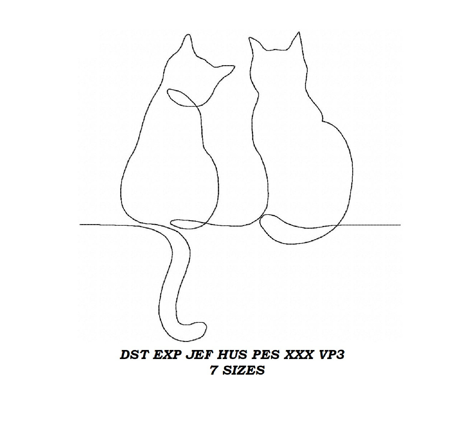 Two Cats One Line Art Machine Embroidery Design 7 Sizes - Etsy ...