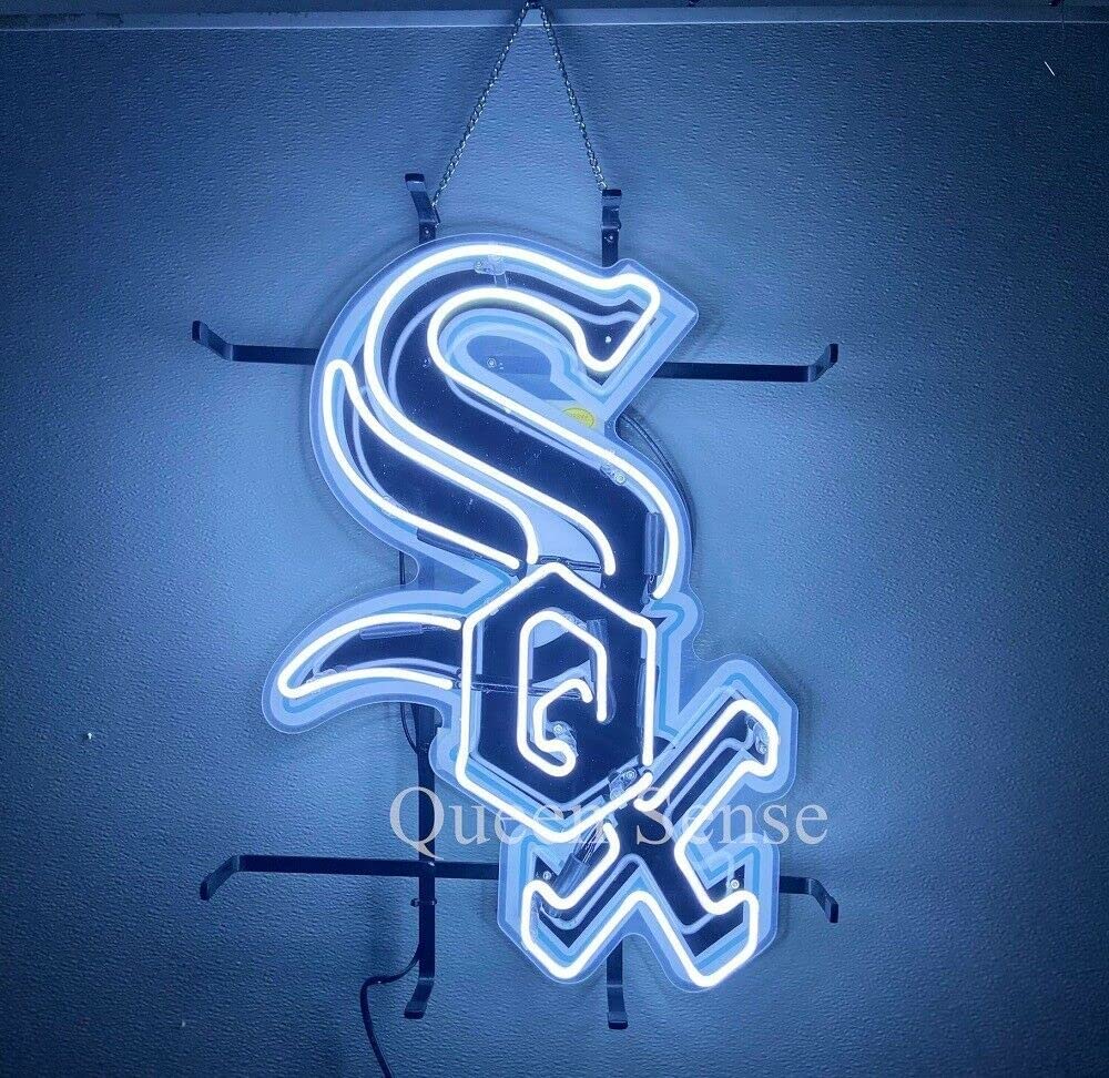 Queen Sense 20"x16" White Sox Neon Sign Light Lamp with HD Vivid ...