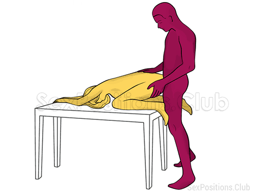 Sex position #454 - Worship (on the table). Kamasutra