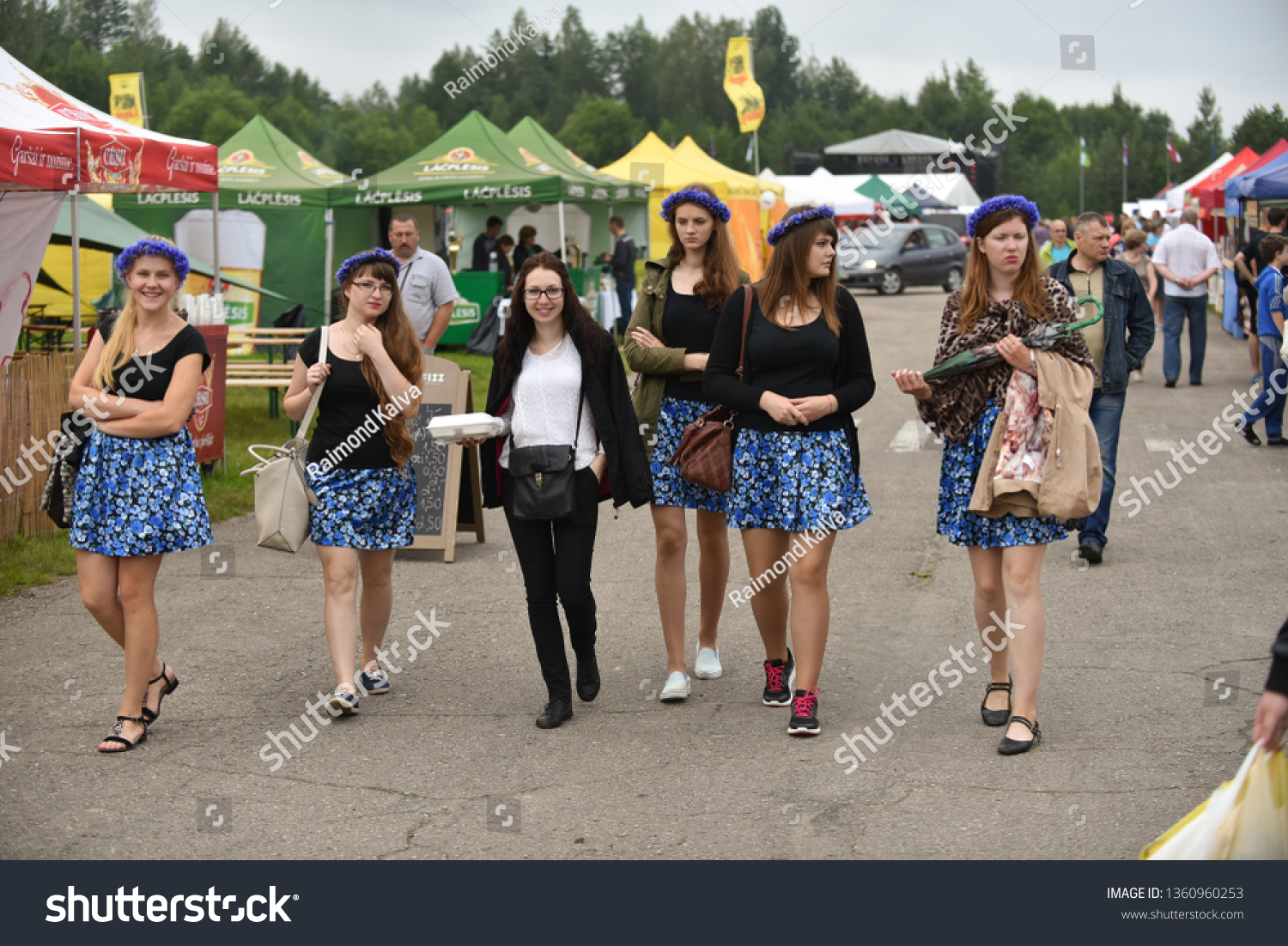 Beautiful Latvian Girls Stroll Through Local Stock Photo ...