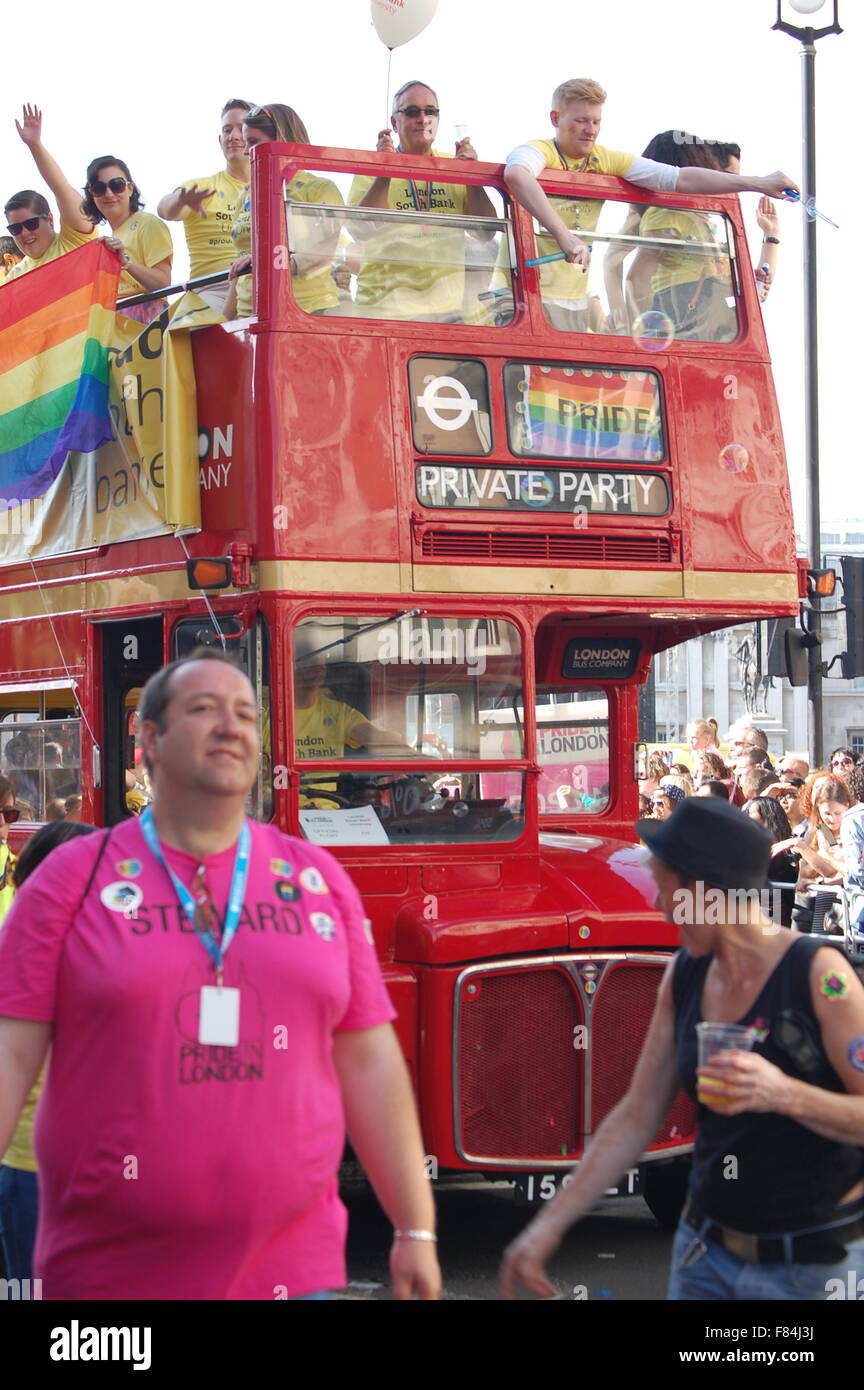 london gay pride 2015 people bus Stock Photo - Alamy