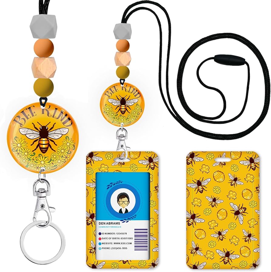 Amazon.com : Be Kind Bee Positivity Lanyards for Id Badges and ...