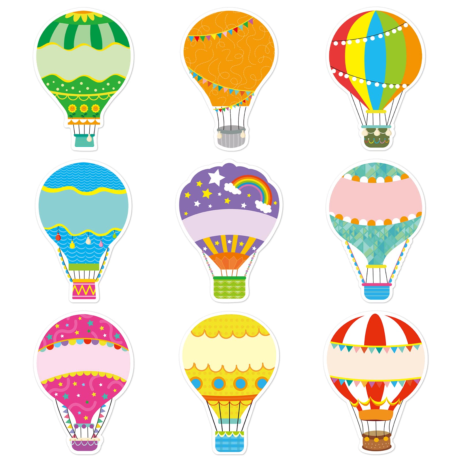 Amazon.com: 45 Pcs Colorful Hot Air Balloons Cutouts Birthday ...