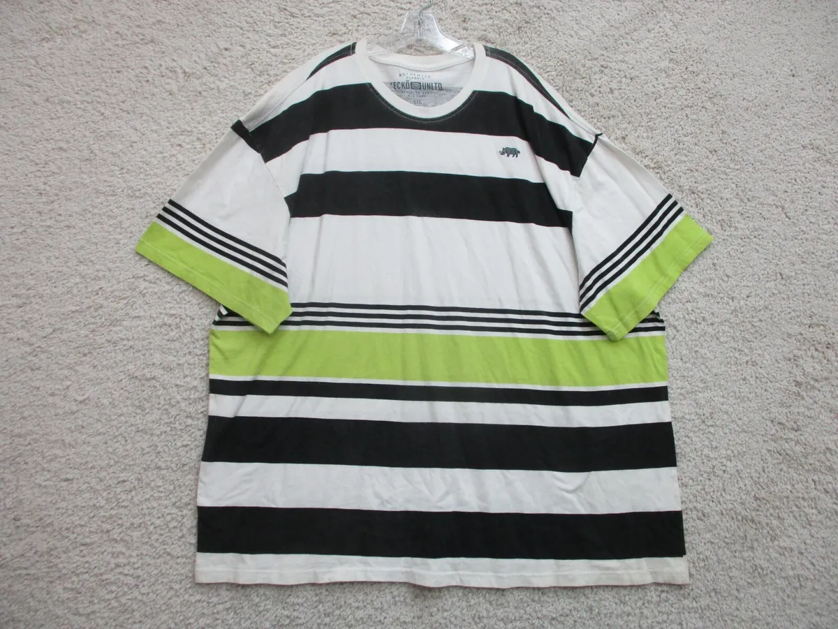 Ecko Unltd Shirt 5XB XXXXXB Big White Green Black Striped Casual ...