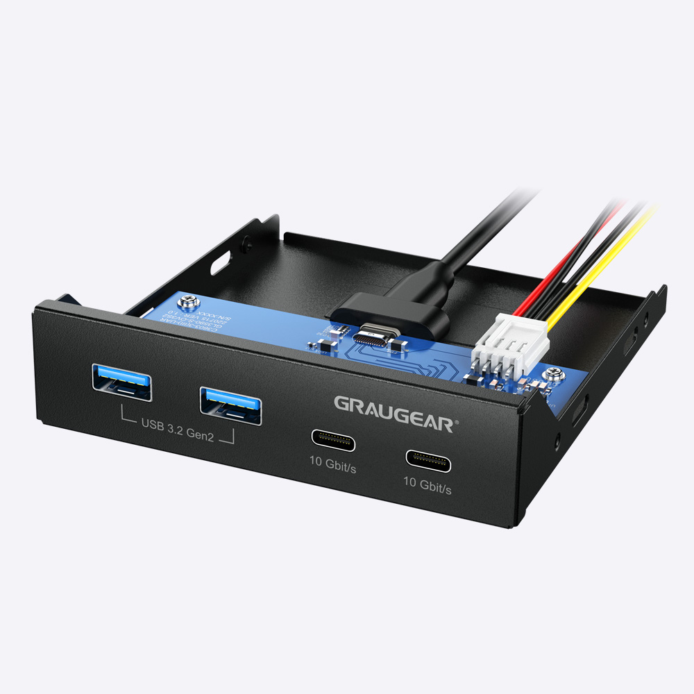 Multi Front Panel with USB 3.2 Gen2 HUB 10Gbit/s - GRAUGEAR