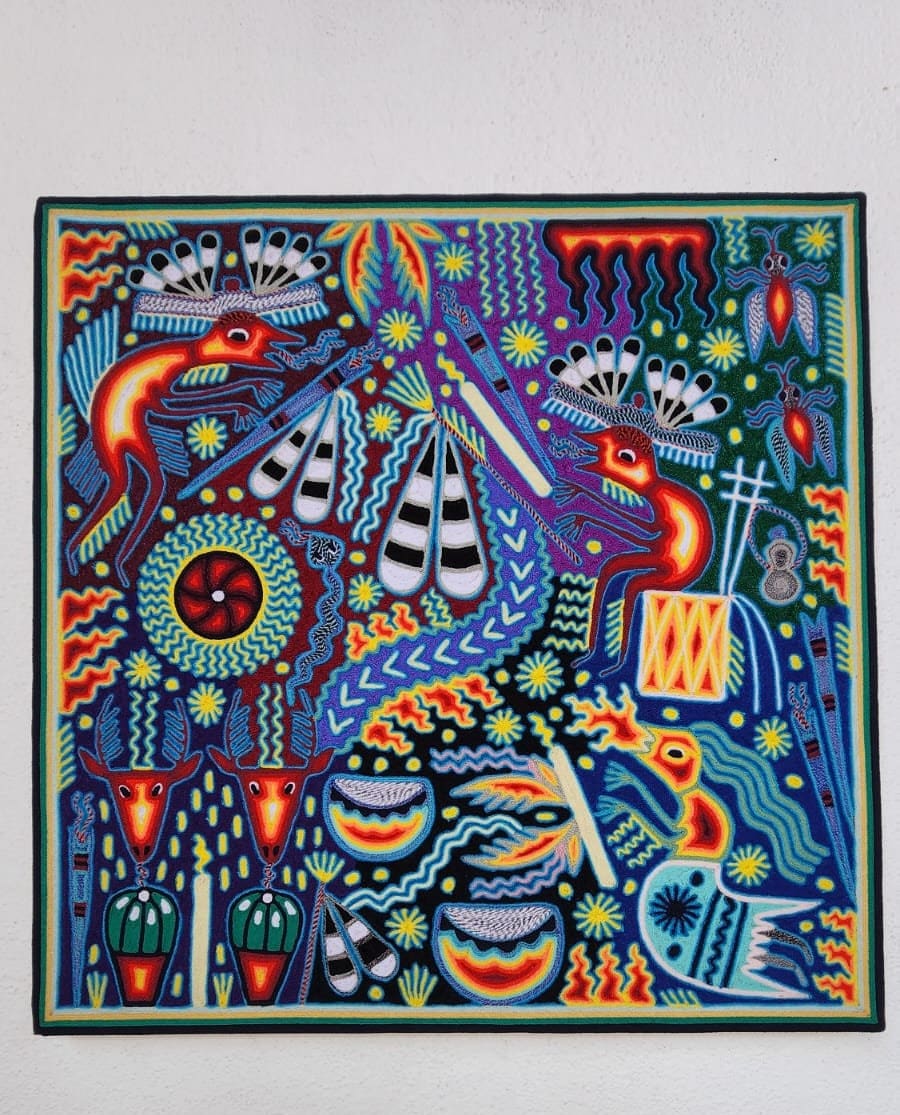 Huichol Indian Yarn Painting Mexican Folk Art by Maximino - Etsy