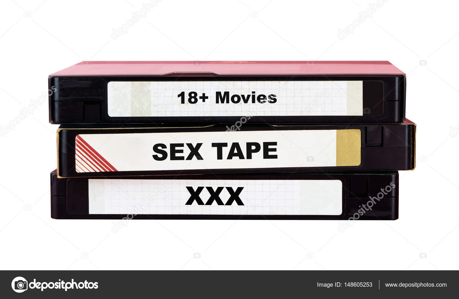 Video tape label with sexy XXX 18+ adult movie sex tape isolated ...